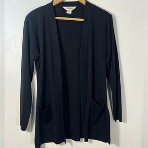 Misook Stylish Black Open Front Cardigan Size S (fits M)